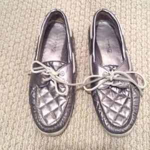 Silver quilted Sperry Topsider